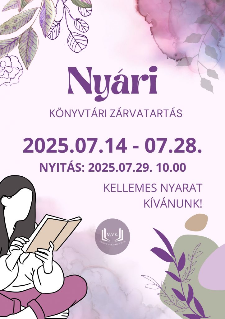 2025 nyári könyvtári zárvatartás